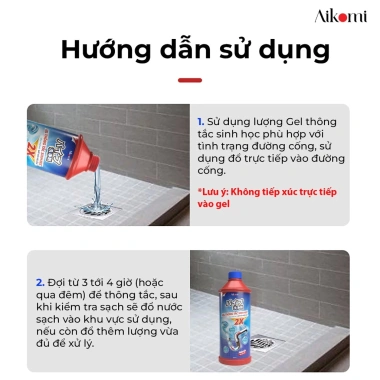 Gel Thông Tắc Sinh Học Aikomi - Vệ sinh cống, sạch ống, chậu rửa bát, nhà vệ sinh, giảm giá 20% chỉ 79.000₫