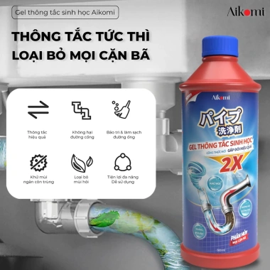 Gel Thông Tắc Sinh Học Aikomi - Vệ sinh cống, sạch ống, chậu rửa bát, nhà vệ sinh, giảm giá 20% chỉ 79.000₫ 5 Gel Thông Tắc Sinh Học Aikomi - Vệ sinh cống, sạch ống, chậu rửa bát, nhà vệ sinh, giảm giá 20% chỉ 79.000₫ 5