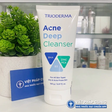 Gel Trioderma Acne Deep Cleanser 150g rửa mặt kiềm dầu, làm sạch sâu, ngừa mụn
