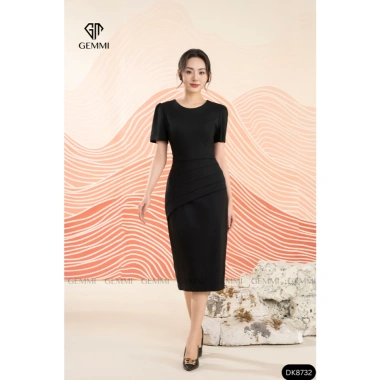 GEMMI Đầm xếp ly cổ tròn midi công sở ôm body tay ngắn DK8.732 - 333.000₫ (giá gốc 409.590₫) 5