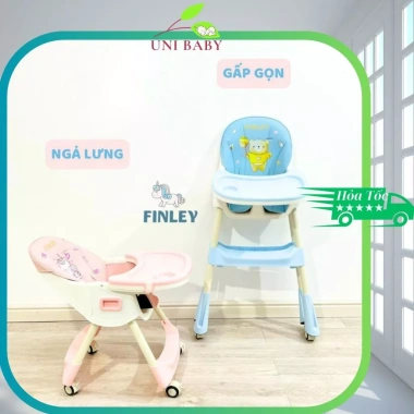 Ghế ăn dặm Finley Lucas Lux nâng cấp đệm in hoạt hình êm dày, gấp gọn UniBaby