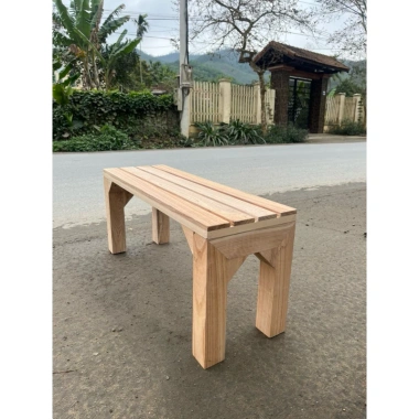 Ghế băng dài gỗ tự nhiên chân vuông 90x30, cao 35‑40 cm, thoải mái, giảm còn 500k
