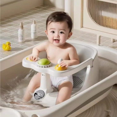 Ghế bồn tắm trẻ sơ sinh DASBSUG – Tựa lưng hỗ trợ, cốc hút, hiển thị nhiệt độ cho bé