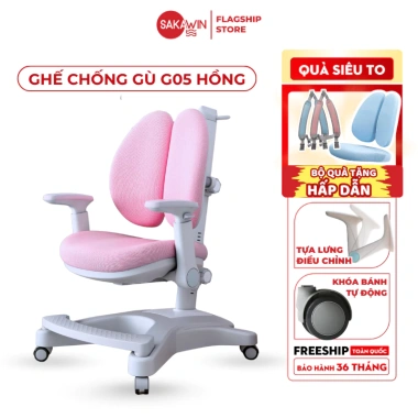 Ghế chống gù cao cấp Sakawin G05 – Chiều cao điều chỉnh, khóa bánh tự động, đệm non 10