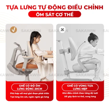Ghế chống gù Sakawin Premium G01 - Tựa lưng tự động ôm sát, khóa bánh, nâng hạ độ cao linh hoạt, giảm giá 4.590.000₫