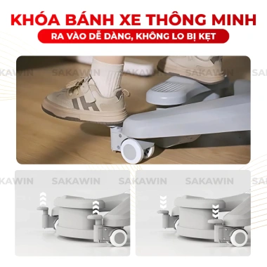 Ghế chống gù Sakawin Premium G01 - Tựa lưng tự động ôm sát, khóa bánh, nâng hạ độ cao linh hoạt, giảm giá 4.590.000₫