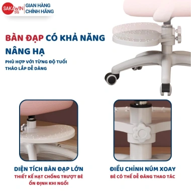Ghế chống gù thông minh Sakawin G18 nâng hạ piston, khóa bánh tự động cho học sinh 3-18 tuổi