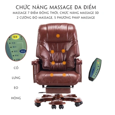 Ghế Chủ Tịch Giám Đốc Massage Lưng 7 Điểm Bọc Da Chính Hãng Bảo hành 12 Tháng 5.299.000 VNĐ 3