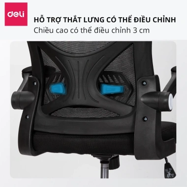 Ghế Công Thái Học Deli Cao Cấp 3D – Tựa Đầu, Tựa Tay Điều Chỉnh, Hỗ Trợ Cổ & Cột Sống 5