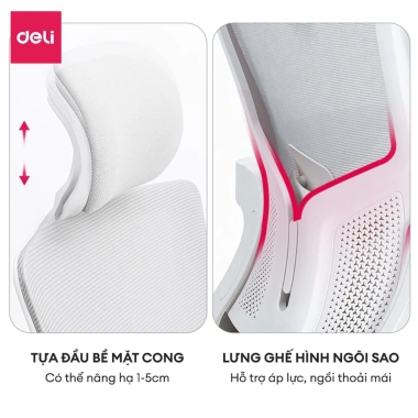 Ghế Công Thái Học DELI Giám Đốc Xoay 360°, Tựa Đầu, Điều Chỉnh Tay Vịn, Giá 2.99 Triệu 7 Ghế Công Thái Học DELI Giám Đốc Xoay 360°, Tựa Đầu, Điều Chỉnh Tay Vịn, Giá 2.99 Triệu 7