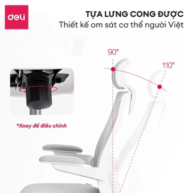 Ghế Công Thái Học DELI Giám Đốc Xoay 360°, Tựa Đầu, Điều Chỉnh Tay Vịn, Giá 2.99 Triệu 8 Ghế Công Thái Học DELI Giám Đốc Xoay 360°, Tựa Đầu, Điều Chỉnh Tay Vịn, Giá 2.99 Triệu 8