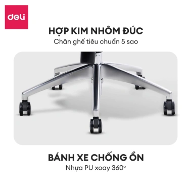 Ghế Công Thái Học DELI Hỗ Trợ Cột Sống, Bệ Tì Tay, Tựa Lưng 3D, Lưới Vân Rồng, Gác Chân Ngả Lưng - 3,610,000₫ 5