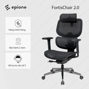 Ghế công thái học Epione FortisChair 2.0 - Giá 4.99 triệu, giảm 18% hỗ trợ lưng, thiết kế hiện đại