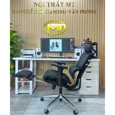 Ghế công thái học Ergo MT07 ngã lưng 140°, gác chân thư giãn, tựa đầu 3D, tay chỉnh 4D