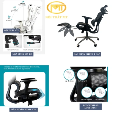 Ghế công thái học Ergo MT07 ngã lưng 140°, gác chân thư giãn, tựa đầu 3D, tay chỉnh 4D 7 Ghế công thái học Ergo MT07 ngã lưng 140°, gác chân thư giãn, tựa đầu 3D, tay chỉnh 4D 7