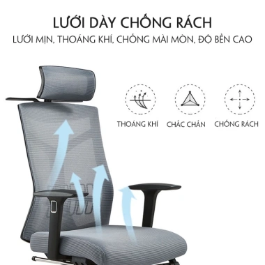 Ghế công thái học Ergonomic bảo vệ cột sống, tựa lưng sợi vải thoáng khí - giá ưu đãi 2.19 triệu