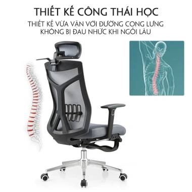 Ghế công thái học Ergonomic bảo vệ cột sống, tựa lưng sợi vải thoáng khí - giá ưu đãi 2.19 triệu