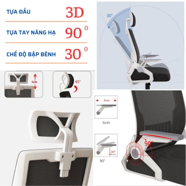 Ghế công thái học Fujiko 401 xoay 360°, tựa lưng & đầu đa màu - 749.000đ 3 Ghế công thái học Fujiko 401 xoay 360°, tựa lưng & đầu đa màu - 749.000đ 3