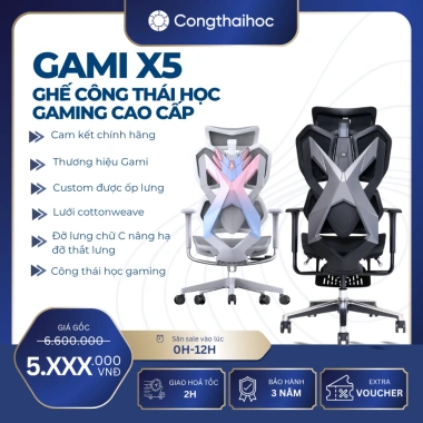 Ghế công thái học GAMI X5 hai màu đen nam, xám hồng nữ, giảm giá, chỉ 6,6 triệu