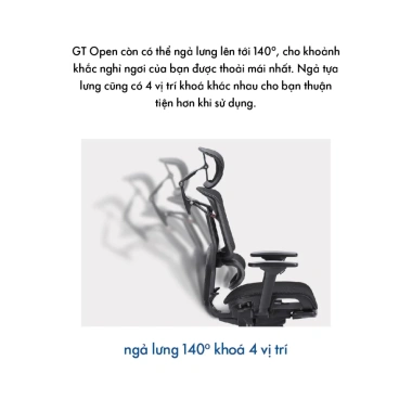 Ghế công thái học GT Ergonomic Open footrest hỗ trợ lưng, lưới thoáng, 6,420,000đ