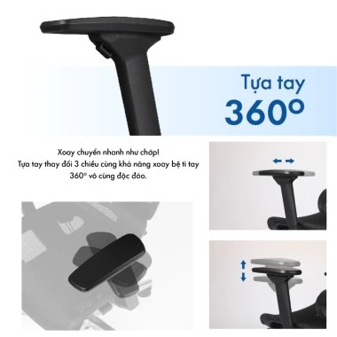 Ghế công thái học GT Ergonomic Open footrest hỗ trợ lưng, lưới thoáng, 6,420,000đ