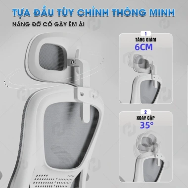 Ghế công thái học HTD-588: Ghế xoay văn phòng lưới, tay 3D, tựa đầu đa chiều, ngả lưng, nâng hạ chiều cao, giảm giá 17%