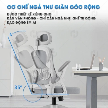 Ghế công thái học HTD-588: Ghế xoay văn phòng lưới, tay 3D, tựa đầu đa chiều, ngả lưng, nâng hạ chiều cao, giảm giá 17%