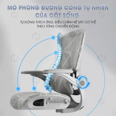 Ghế công thái học HTD 927 Pro - Ngả lưng 145°, tựa đầu 6D, lưới toàn thân, chỉ 3.14 triệu 5