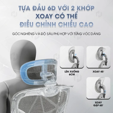 Ghế công thái học HTD 927 Pro - Ngả lưng 145°, tựa đầu 6D, lưới toàn thân, chỉ 3.14 triệu 7