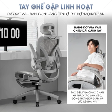 Ghế công thái học HTD 927 Pro - Ngả lưng 145°, tựa đầu 6D, lưới toàn thân, chỉ 3.14 triệu 8