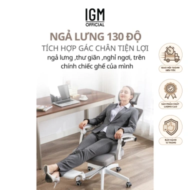 Ghế Công Thái Học IGM230 - Ghế xoay văn phòng, ngả lưng, gác chân, tựa đầu êm ái, giảm giá 20% chỉ 1.68 triệu 4 Ghế Công Thái Học IGM230 - Ghế xoay văn phòng, ngả lưng, gác chân, tựa đầu êm ái, giảm giá 20% chỉ 1.68 triệu 4