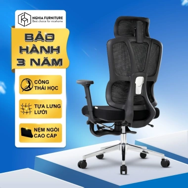 Ghế công thái học Joy-h Nghiafurniture – Lưới thoáng khí, ngả 120 độ, bảo hành 3 năm – Giá 1.990.000₫
