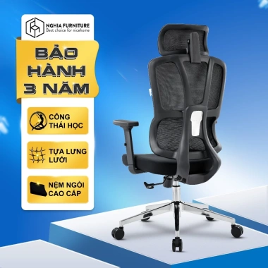 Ghế công thái học Joy-h Nghiafurniture – Lưới thoáng khí, ngả 120 độ, bảo hành 3 năm – Giá 1.990.000₫