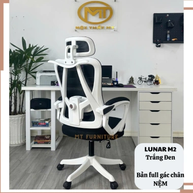 Ghế công thái học LUNAR M2 - học tập, làm việc, ngã lưng thư giãn, gác chân, đệm lưng điều chỉnh, giảm còn 16,79 triệu