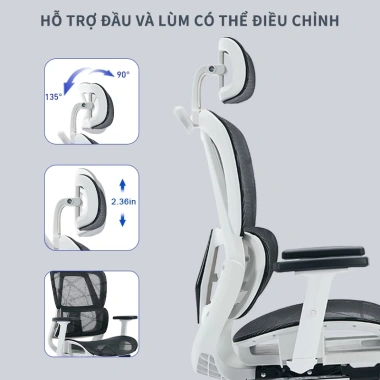 Ghế công thái học văn phòng ngã lưng, xoay 360, giảm giá 2.099k - Chỉ 2,099,000₫
