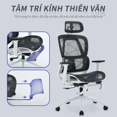 Ghế công thái học văn phòng ngã lưng, xoay 360, giảm giá 2.099k - Chỉ 2,099,000₫