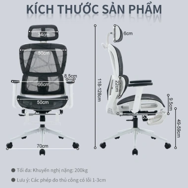 Ghế công thái học văn phòng ngã lưng, xoay 360, giảm giá 2.099k - Chỉ 2,099,000₫