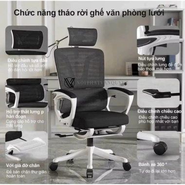 Ghế công thái học VQH-006 - Gaming, làm việc, học tập, ngả lưng, gác chân, giá ưu đãi 1.98tr