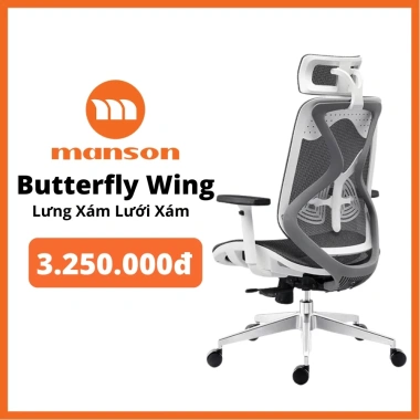Ghế công thái học Xiaomi Manson Butterfly Wing Hỏa tốc 1h nhận, lưng đa cột, giảm giá 22% chỉ 3.92 triệu