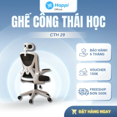 Ghế Công Thái Học Xoay Văn Phòng CTH-29 - Tựa Đầu & Gật Gù, Giá ưu đãi 900.000đ