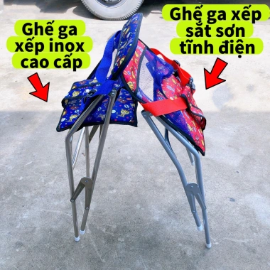 Ghế Ga Xếp Inox Không Vòng Cao Cấp cho Bé - Bảo Hiểm, Xếp Gọn, Giá 265.300₫ 6 Ghế Ga Xếp Inox Không Vòng Cao Cấp cho Bé - Bảo Hiểm, Xếp Gọn, Giá 265.300₫ 6