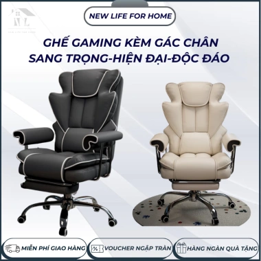 Ghế Gaming Cao Cấp, Gác Chân & Bánh Xe Xoay - Thiết Kế Độc Đáo, Giá 2.099.000₫