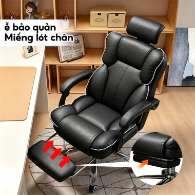 Ghế Gaming Công Thái Học AURAWELL Bọc Da PU, Tựa Cổ & Ngả Lưng, Nâng Hạ, Gác Chân - Giá 1,499,000₫
