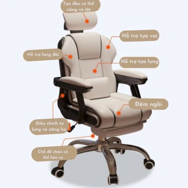 Ghế Gaming Công Thái Học Cao Cấp Da PU Nhập Khẩu - Tựa Đầu, Nâng Ngả Lưng, 1.4tr