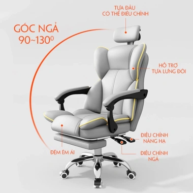 Ghế Gaming Công Thái Học Cao Cấp - Tựa Đầu Nâng Hạ, Ngả Lưng, Xoay 360, Nhập Khẩu 1.12 Triệu 5