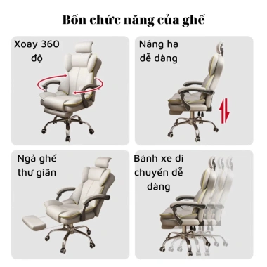 Ghế Gaming Công Thái Học Cao Cấp Xoay 360 Kèm Nạ Lưng, Gác Chân - Nhập Khẩu 1.7 Triệu