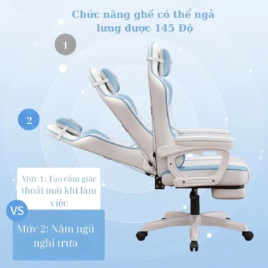 Ghế Gaming Công Thái Học Da PU Chịu Nước, Gác Chân Cao Cấp, Nâng Hạ Ngả Lưng, Chịu Tải 150kg Giá 2,07 Triệu 5