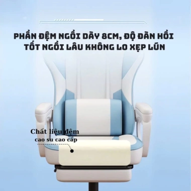 Ghế Gaming Công Thái Học Da PU Chịu Nước, Gác Chân Cao Cấp, Nâng Hạ Ngả Lưng, Chịu Tải 150kg Giá 2,07 Triệu 6