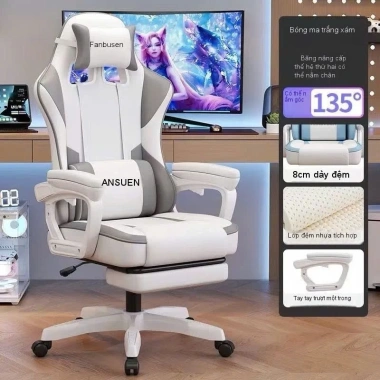 Ghế Gaming Công Thái Học Ngả Lưng 145 độ Nút Bấm Thế Hệ Mới Da PU Cao Cấp Gác Chân 800k