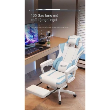 Ghế Gaming Công Thái Học Ngả Lưng 145 độ Nút Bấm Thế Hệ Mới Da PU Cao Cấp Gác Chân 800k